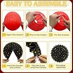 14 Pack Red Black Gold Party Decorations Kit, Hanging Paper Lanterns & Fans for Casino Night, Hollywood Theme Party Decorations, Graduation Wedding Hibachi Party and Lunar New Year Decorations 2026 - Image 3