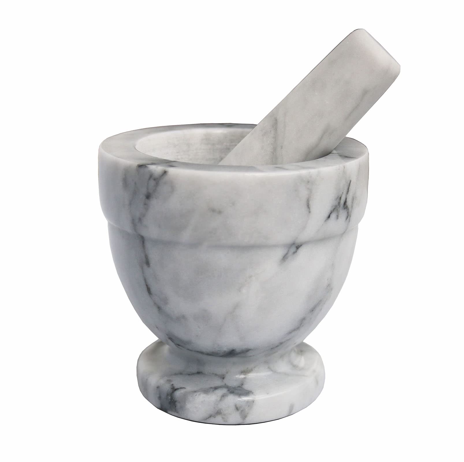 Marble Mortar and Pestle Set, 4.1" Stone Grinder for Spices and Seeds, A Brush and Scratch Resistant Pad Included, 1 Cup Capacity