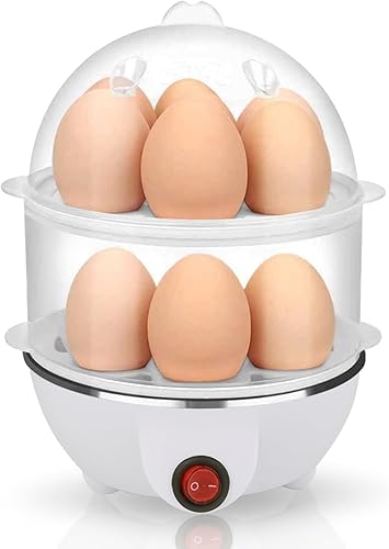 Caldera eléctrica para cocinar huevos suave, medio o duro, capacidad de 14 huevos, máquina de huevos de dos capas, vaporizador de huevos, con