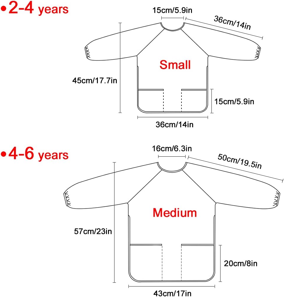 SUABO Kids Art Smock Sleeved Bib Long Sleeve Cheetah Leopard Child Painting Apron for Eating