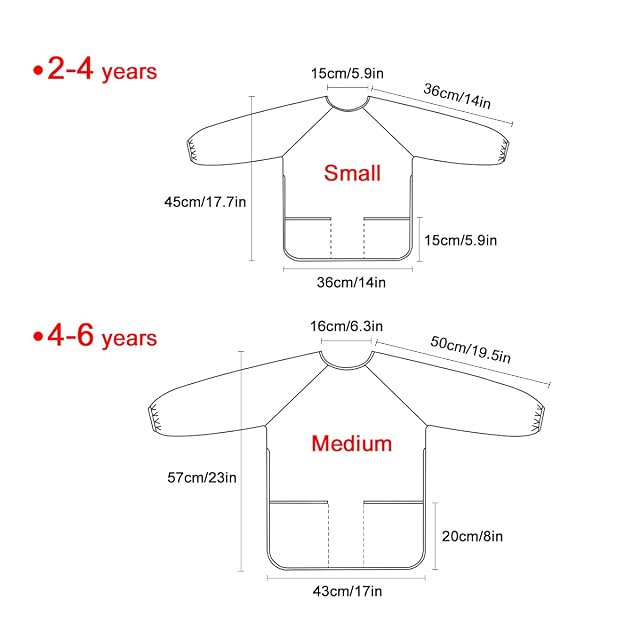 Foto 6 de 6 de xigua Mermaid Kids Art Smock - Delantal impermeable de manga larga para niños con 2 bolsillos para hornear…