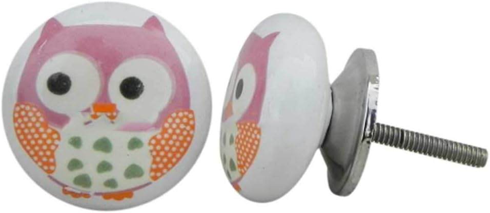 Indian Shelf 4 Piece Exquisite Owl Flat Ceramic White Unique Drawer Handles Cabinet Knobs Dresser Pulls Stylish Appeal