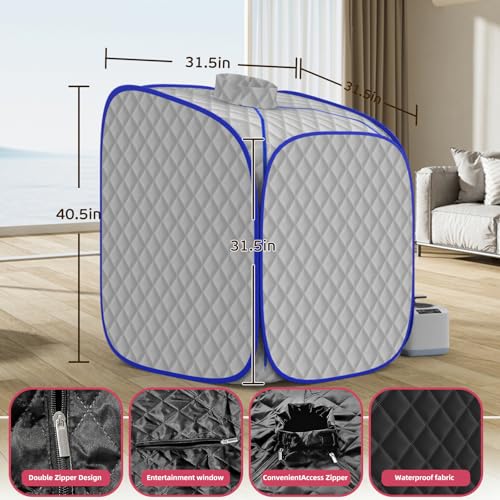 Portable Steam Sauna at Home, 9 Levels Heating, Sauna Tent for Home with Steamer and Folding Chair, Sauna for Relaxation, Detoxification, Spa - Image 4
