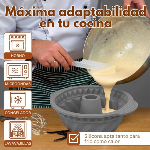 Miniatura 2 de Moldes Silicona Reposteria Redondo1pcs Molde Silicona Bizcocho Horno Molde Bizcocho Freidora De Aire Molde Bizcocho Agujero Moldes Patel Y Tartas Moldes Desmontable 24x11cm Bizcocho Rojo
