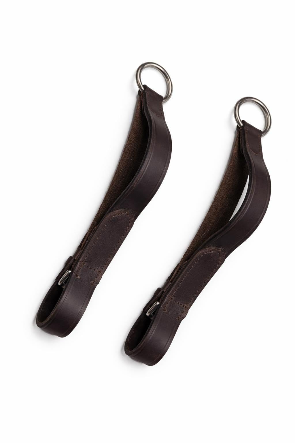 Leather Flexi Flexible Elastic Insert Reins for Soft Contact, Black,Brown, High-Quality Leather (Brown)