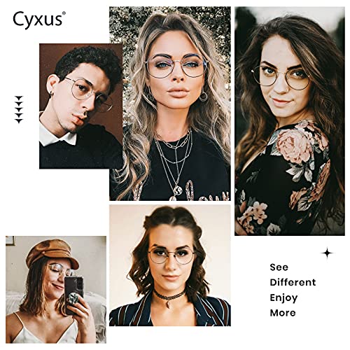 Image of Cyxus Blue Light Blocking Glasses Round Metal Frame Computer Glasses | Blue light blocking glasses featuring round metal frame, comfortable fit and versatile use for work, study and entertainment