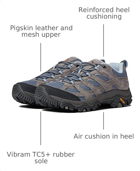 Image of Merrell womens Moab 3 Hiking Shoe, Smoke, 5 Wide US