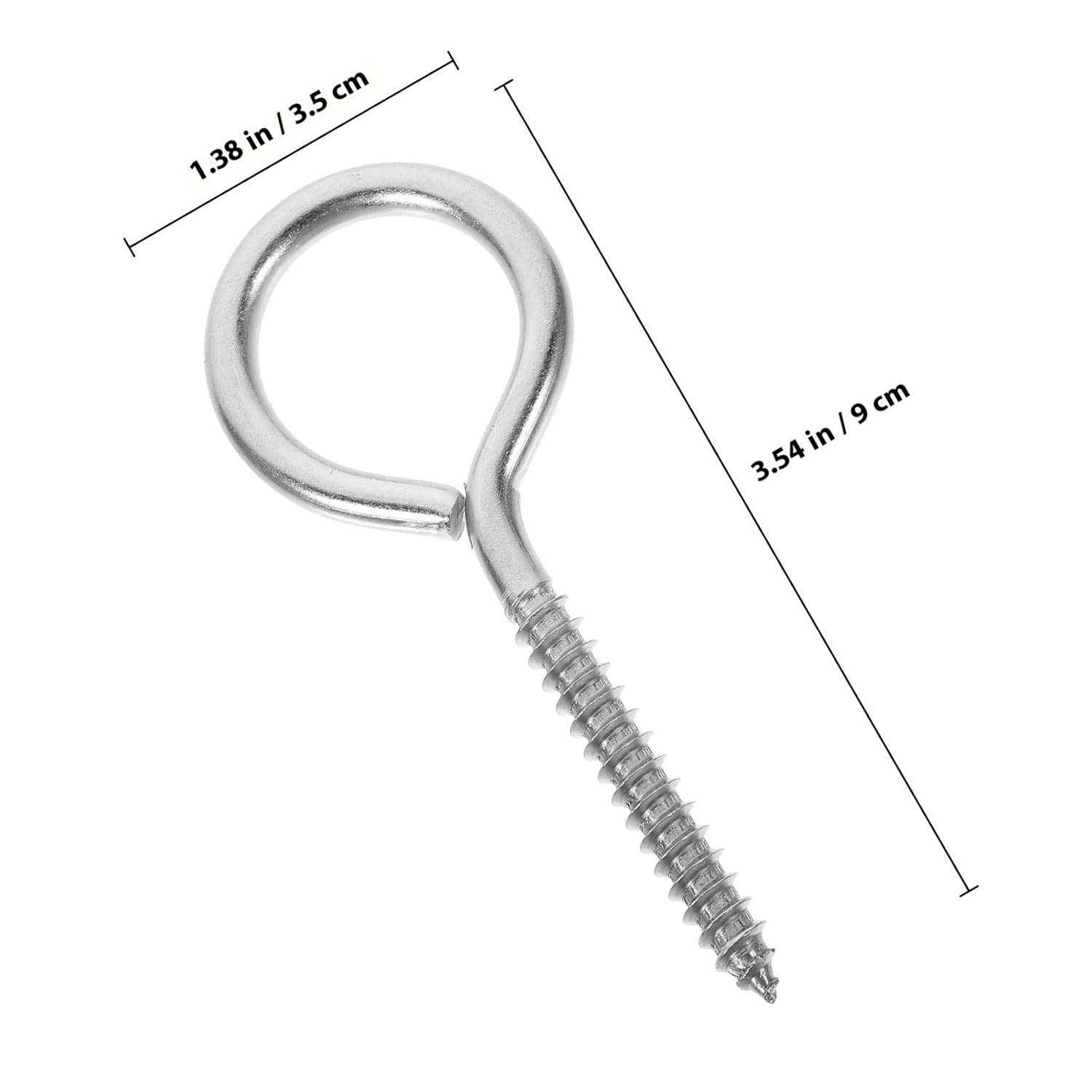 10pcs M6x90 Stainless Steel Self Tapping Eye Screws Ring Hook Closed End Heavy Duty Anti-Rust Metal Screw Hooks for Indoor Industrial and DIY Use