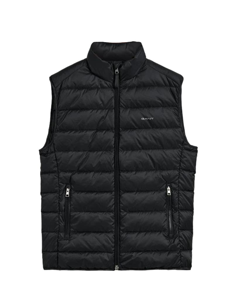 GANT Men's Light Down Gilet Vest, Black, Standard, black, XXL