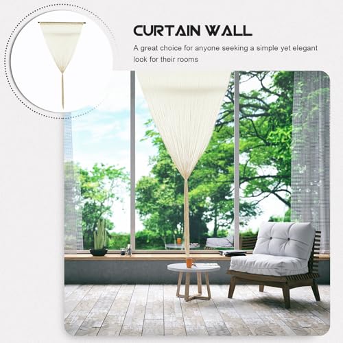 Cortina de puerta de borlas para dormitorio ambiente íntimo color champán 6
