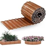 Vyranut Rasenkante aus Cortenstahl, Flexible Beeteinfassung Metall, wetterfeste Beetumrandung für Rasen, Beete, Wege und Gartenbereiche-Rostfarbe (Rostoptik, 12m x 15cm)