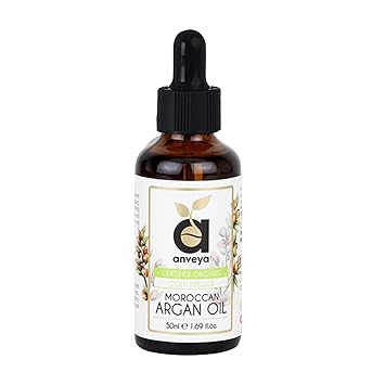 Anveya Moroccan Argan Oil for Hair & Skin Care | Best for Acne prone Skin, Anti-Aging & Stretch Mark Reduction | Cold-Pressed Organic oil for all Hair & Skin Types. 50ml