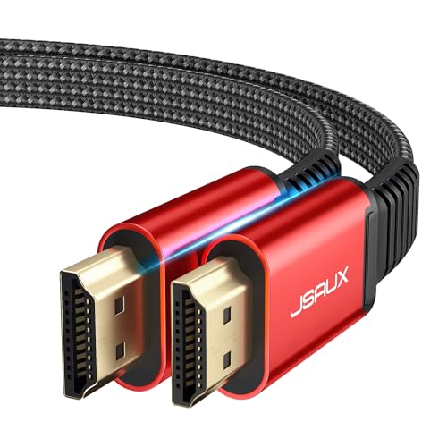 JSAUX HDMI Kabel 3Meter [4K@60Hz,HDMI 2.0,18Gbps] Flach HDMI 2.0 Kabel Highspeed 3M HDMI Nylon Geflochten Kabel Support 4K 3D HDR UHD 2160p 1080p Ethernet ARC PS3/4 TV PC Rot