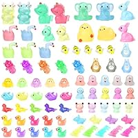 80 mini animales de resina luminosa y colorida, conejos,