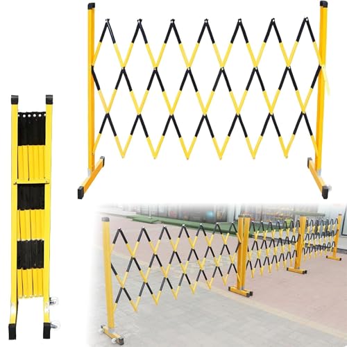 Genérico Barrera de Seguridad portátil y Extensible con Ruedas: Valla retráctil para Control de multitudes y Puerta de Tijera para gestión de tráfico, Seguridad en Eventos y protección de Obras.