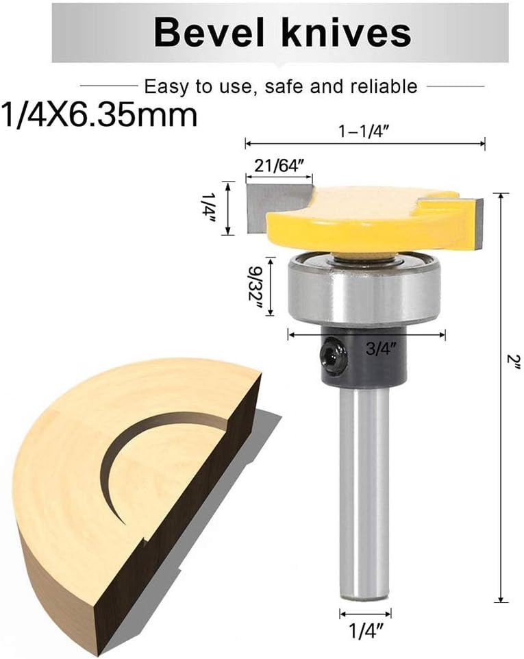 MMDSG 2PCS T-Slot & T-Track Router Bit Set, 1/4 Inch Shank Groove Forming Milling Cutter, Tungsten Carbide Woodworking Tools with Bottom Bearing, Cutting Hight 4mm, 6.35mm : Tools & Home Improvement