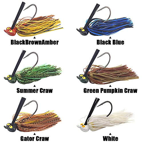 Bass-Fishing-Jig-Rubber-Flipping-Jig-Weedless-Skirted-Skipping-Jig-Kit 1/4Oz-3/8Oz #TOP3