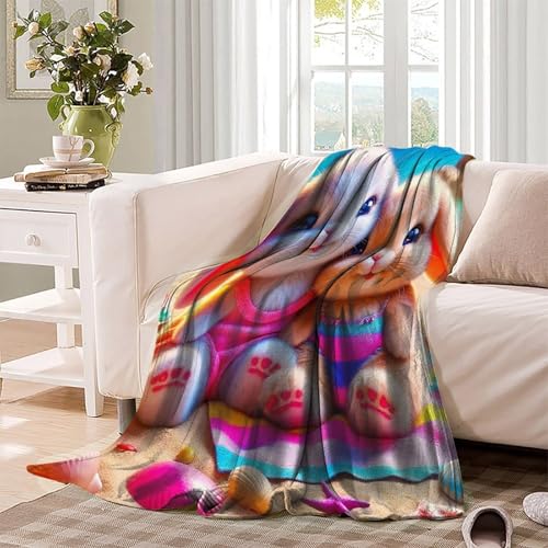 Couverture lapin 3D en microfibre chaude 200x230cm pour lit et canapé