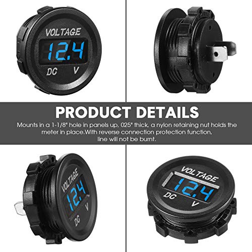 image for Frienda 4 Pieces DC 12V Car Voltage Gauge LED Display Waterproof Voltm