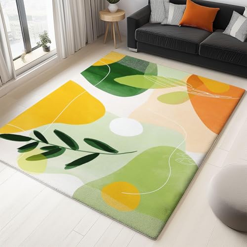 UIYIUI Washable Boho Plant Green Rugs for Living Room 8.2×13ft