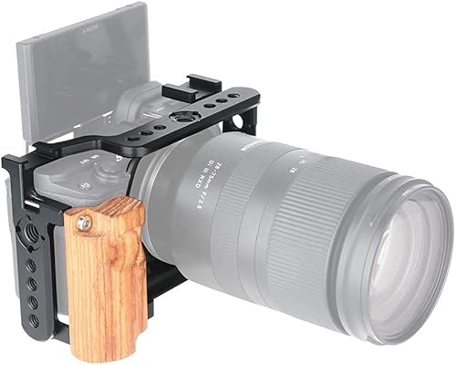 Miniatura 8 de NICEYRIG Kit de jaula con empuñadura de madera para cámara Sony Alpha A6100 A6400 sin espejo, con puntos de bloqueo dobles - 342