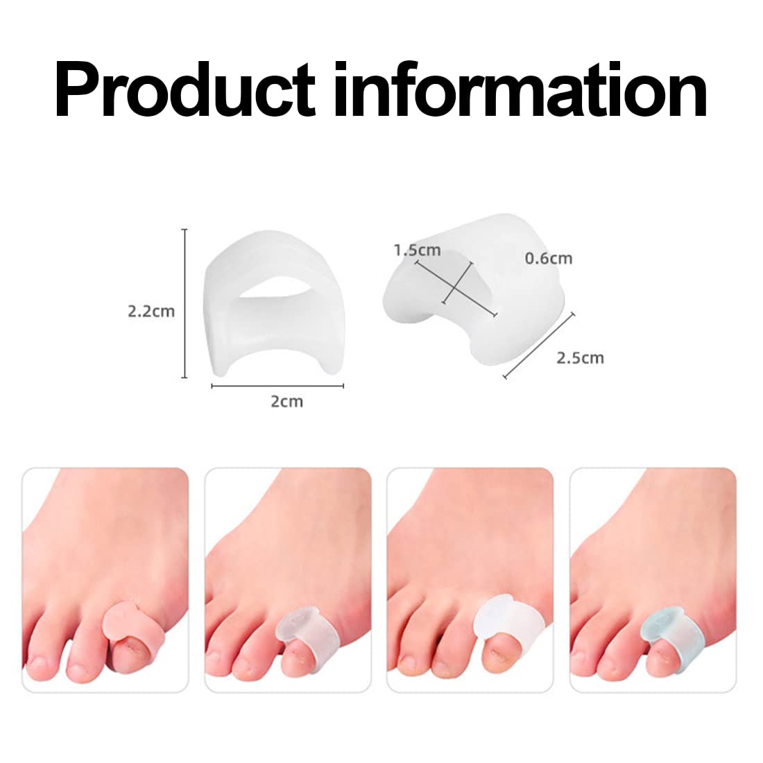 8 Piezas Corrector Dedo Martillo Silicona Separadores Dedos Pie Enderezadores Gel Para Dedos Superpuestos