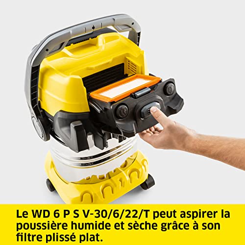 Kärcher Aspirateur Multifonction WD 6 P S V-30/6/22/T, Fonction Soufflerie, Puissance : 1300 W, Cuve : 30 l, Flexible : 2,2 m, avec Prise, Tube et Adaptateur pour Outils, Filtre, Suceur Sol/Fentes - Image 3