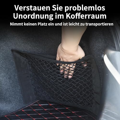 Elastizität Netz, 2 Stück Kofferraum Netztasche Auto, Universal Kofferraumnetz Schutznetz Gepäcknetz Erstreckt Mit Klettverschluss für universal Auto/SUV 40 x 25 cm Schwarz
