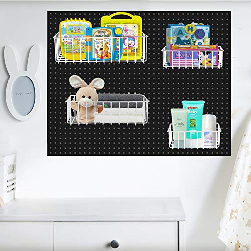 Daanxw Heavy Duty Pegboard Baskets Of 1/4 Inch,1/4 Inch Pegboard Accessories,Pegboard Basket Set (4Pcs) (White Light-Duty) #TOP4
