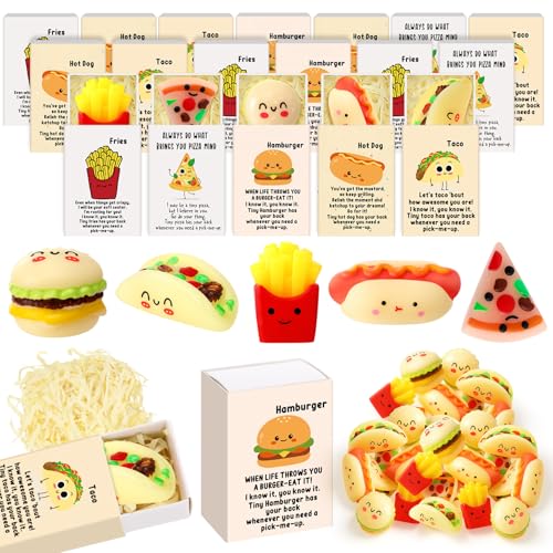 Cinnvoice 25 Sets Employee Appreciation Gifts Bulk Squeeze Food with Thank You Emotional Card Box Inspirational Support Gift for Students Teacher Vet Tech Week Coworker