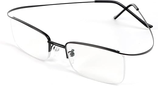 MMOWW Reading Glasses with Ultralight Titanium Frame for Men and Women Half Rim Slim Style Eyewear
