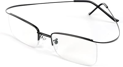 [REAVEE] ハーフリム 老眼鏡 軽量メタルフレーム 長方形レンズ メンズ・レディース兼用 度数 「+1.0～+3.5」