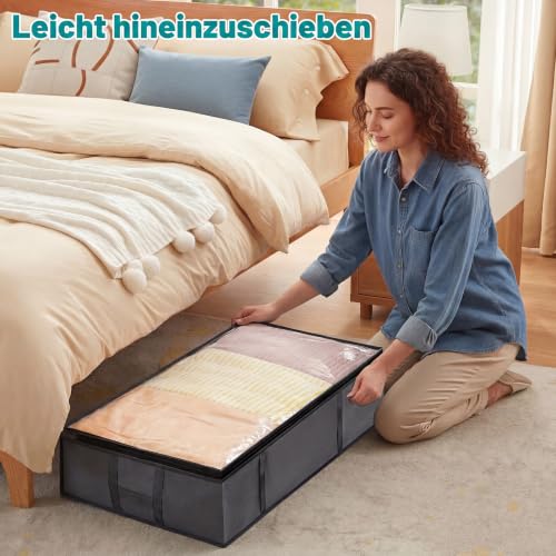 6 Stück 90L Unterbett Aufbewahrungsbox mit Deckel, Unterbett Aufbewahrung – Ansicht 4