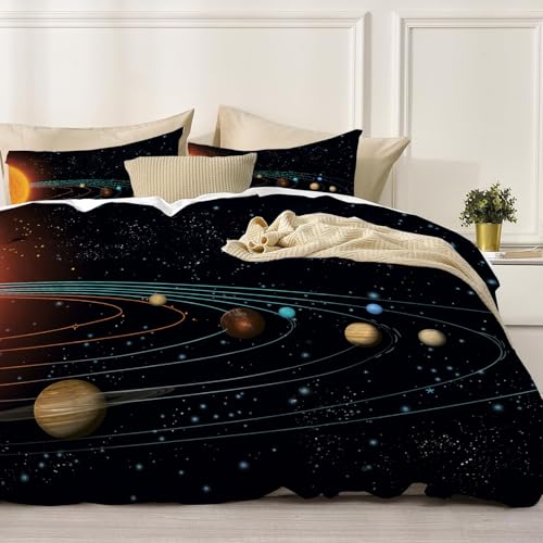 Parure de lit univers noir de jais pour une chambre d'ado spatiale