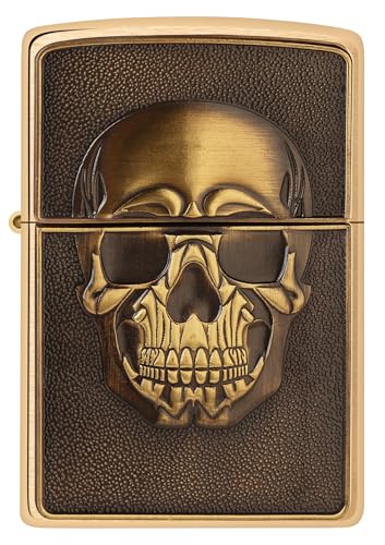 Encendedor Zippo Brushed Brass diseño calavera miniatura 2