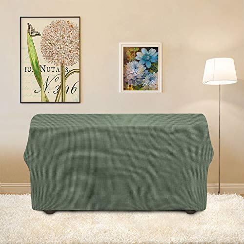 Easy-Going Stretch Loveseat Slipcover 1-Piece Sofa Cover Furniture Protector Couch Soft with Elastic Bottom for Kids Polyester Spandex Jacquard Fabric Small Checks (Loveseat, Greyish Green) - Thumbnail 4