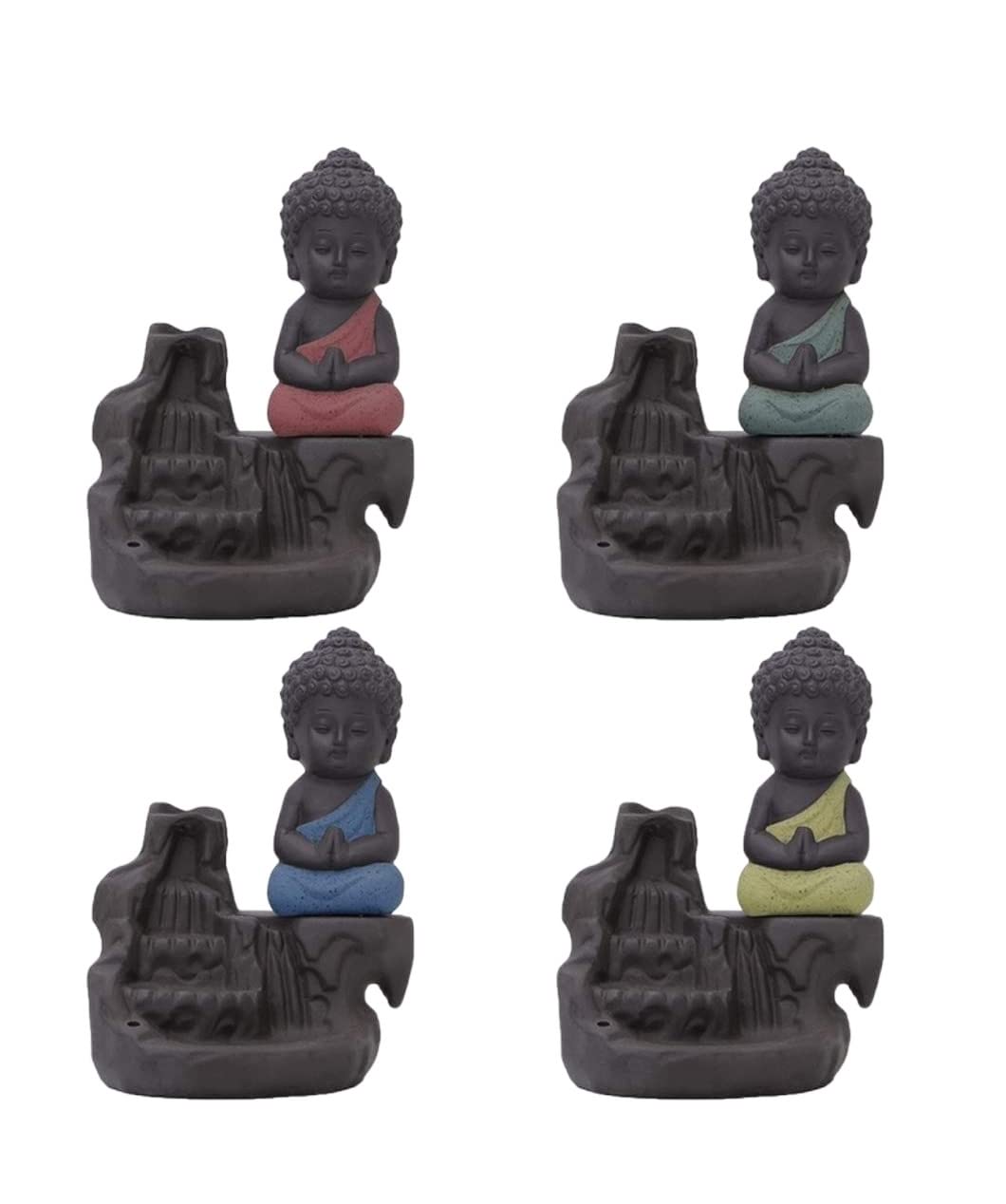 Uchwyt Na Kadzidełko Ozdoby Do Czytelni 4 Sztuk Uchwyt Kadzidła Wieża Z Przepływem Zwrotnym Stożek Porcelana Ceramiczna Budda Mnich Kadzidło Palnik Home Office Herbaciarnia Dekoracja