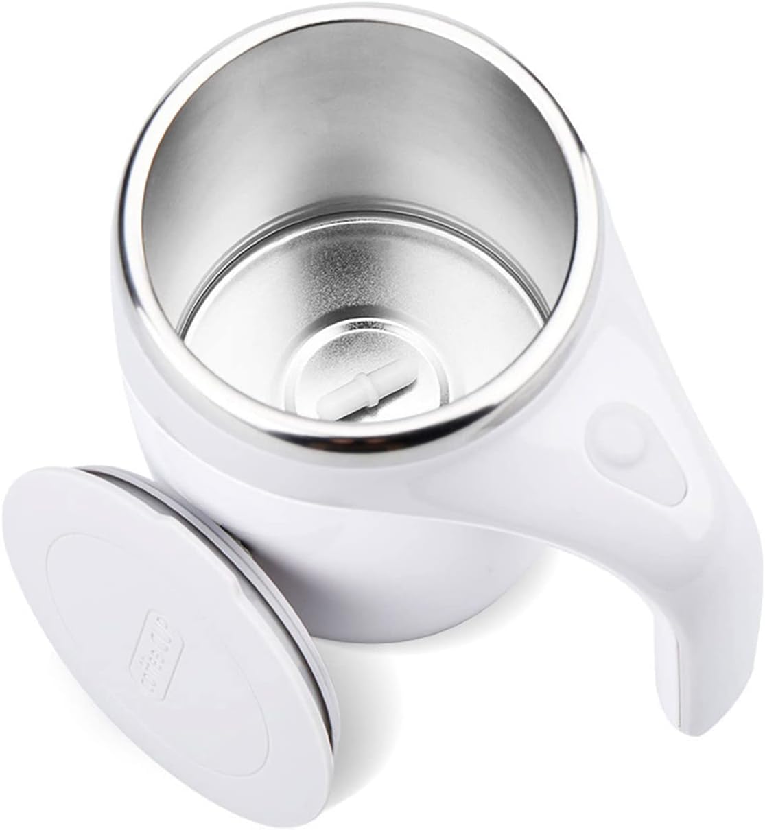 RETZLA Self Stirring Coffee Mug - Automatic Stirring Mug with Lid for Coffee, Tea, Milk & Hot Chocolate, 380ml Stainless Steel Self Stirring Cup, Battery Operated (Not Included)