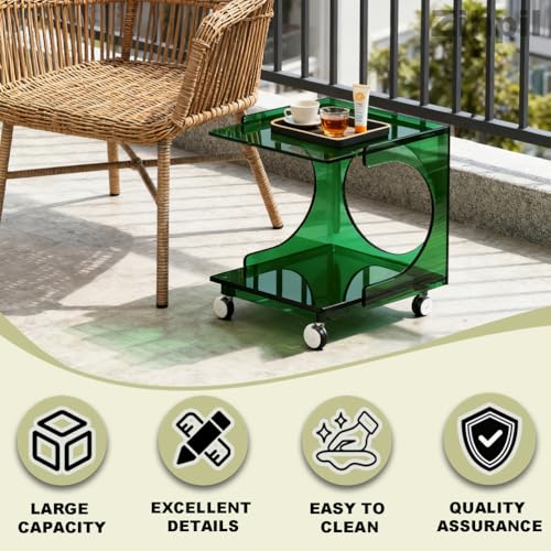 Table de chevet en acrylique transparent vert bout de canapé 40cm - 7
