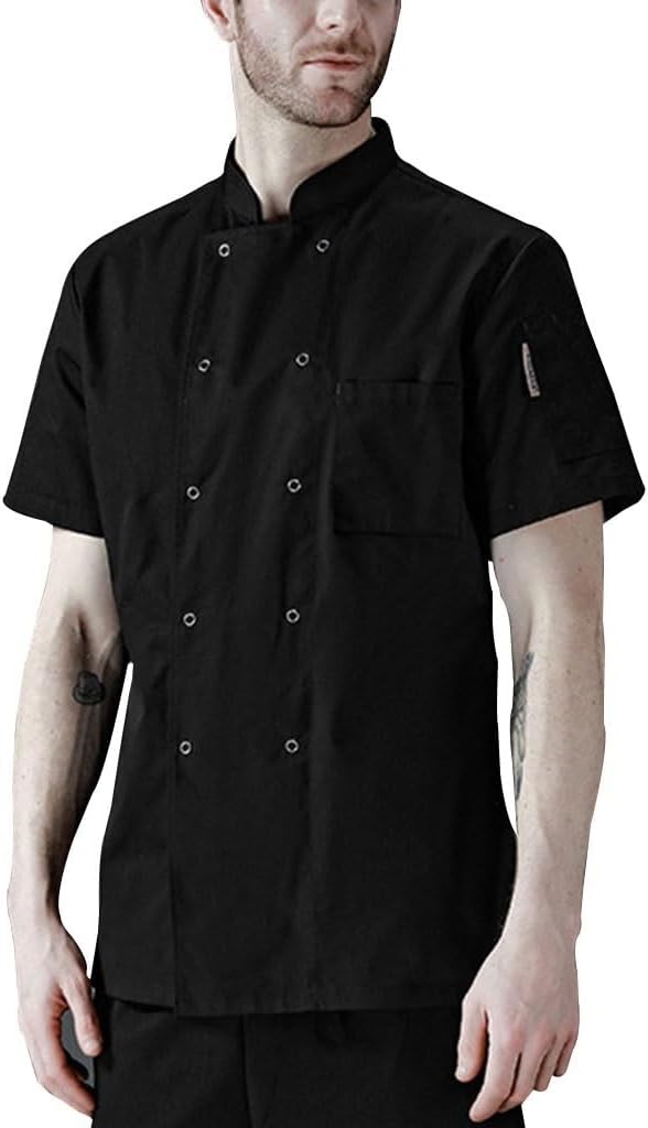 Unisex Chef Jacket Summer Short Sleeve Chef Coat Work Wear Uniform Hotel Restaurant Work Shirt Kitchen Workwear