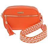 equilibrium Cross Body Shoulder Bag – Blue or Orange – Lightweight Everyday Faux Leather Bag (Orange)