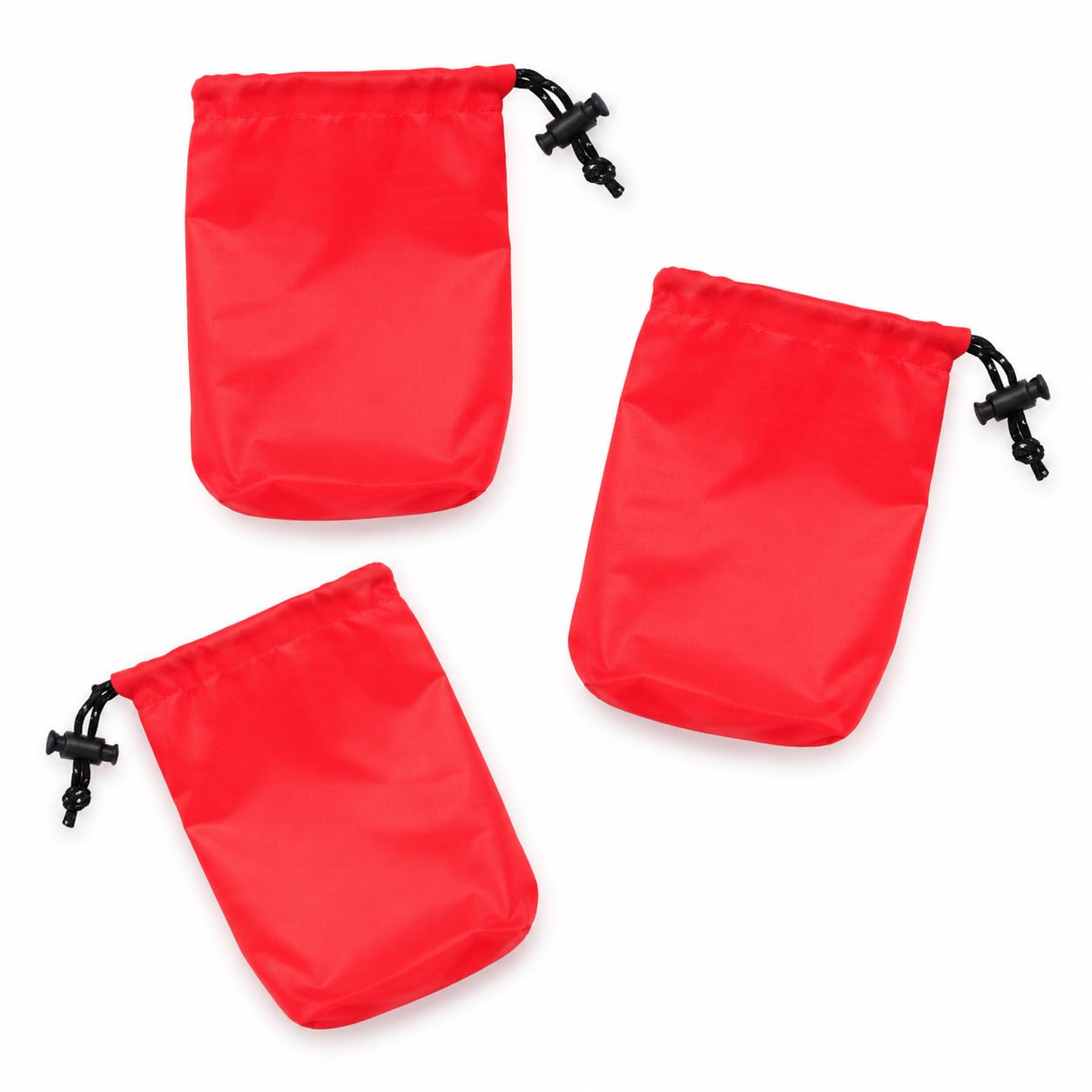 Waterproof Drawstring Storage Bags 3Pcs Small Travel Pouch Red Nylon