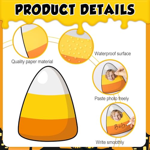 Image of gisgfim 80Pcs Halloween Candy Corn Cutouts Halloween Party Decorations Bulletin Board Candy Corn Paper Cut-Outs Classroom Decor for Boy Girl DIY Craft Photo Wall Kindergarten Preschool Favor Supply
