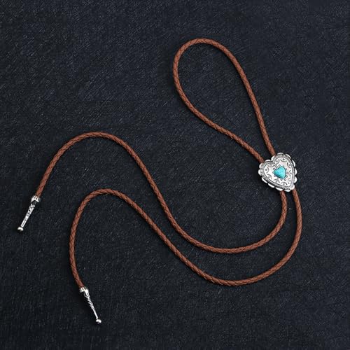 Image of Joxevyia Bolo Tie for Men Vintage Cow Skull Leather Rope Western Cowboy Necktie Vintage Bola Tie Gift for Him