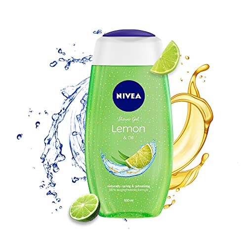 NIVEA Lemon and oil 500ml Body Wash| Shower Gel with Scent of Lemon and Care Oil | Pure Glycerin for Instant Soft & Summer Fresh Skin|Microplastic Free |Clean, Healthy & Moisturized Skin