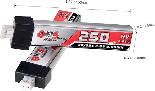 Miniatura 6 de 6pcs 250mAh 1S Lipo Batería 3.8V4.35V 30C60C LiHV Batería con JST-PH2.0 Conector para Tiny Whoop Micro FPV Racing Drone