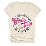 GAQEUWR Womens Tops Girl's Trip 2026 Cheaper Than Therapy Shirt Funny Letters Printed Girls Trip Summer Vacation Shirt Beige