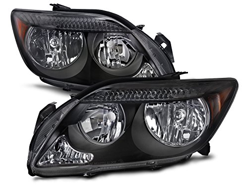 HEADLIGHTSDEPOT Headlight Compatible with Scion tC 2005-2007 Black Housing Halogen Includes Left Driver and Right Passenger Side Headlamps