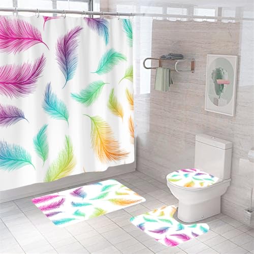 Tapis de douche antidérapant violet rose ensemble de 4 pièces lavables - 2
