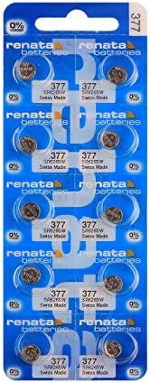 Swiss Made Silver 1.55V 377 Sr 626 SW Button Cell Battery for Wrist Watch -10 Pieces (1 Strip)
